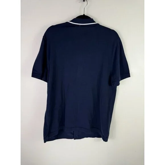 J McLaughlin Dugan Sweater Polo Navy Cotton Knit Short Sleeve MensCasual M